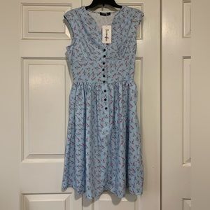 SUCREFAS. Floral midi sleeveless dress. Brand new! Medium.
